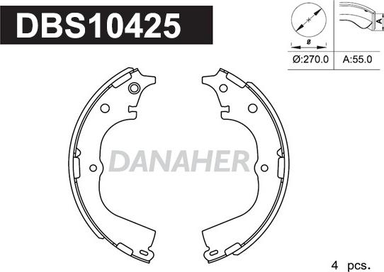 Danaher DBS10425 - Комплект гальм, барабанний механізм autocars.com.ua
