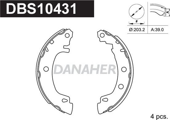 Danaher DBS10431 - Комплект тормозных колодок, барабанные autodnr.net
