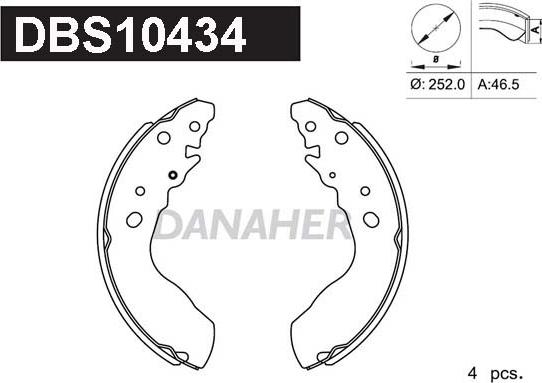 Danaher DBS10434 - Комплект тормозных колодок, барабанные autodnr.net