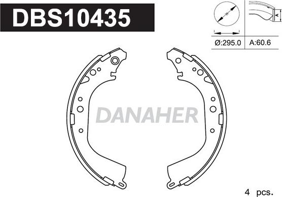 Danaher DBS10435 - Комплект гальм, барабанний механізм autocars.com.ua