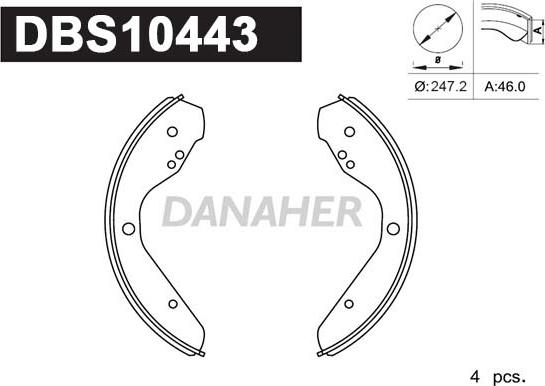Danaher DBS10443 - Комплект гальм, барабанний механізм autocars.com.ua