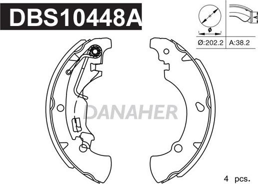 Danaher DBS10448A - Комплект гальм, барабанний механізм autocars.com.ua