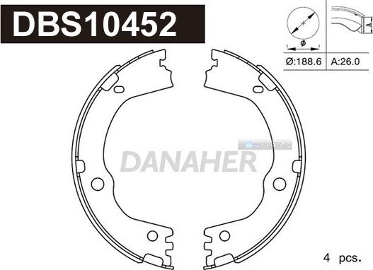 Danaher DBS10452 - Комплект гальм, ручник, парковка autocars.com.ua