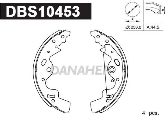 Danaher DBS10453 - Комплект гальм, барабанний механізм autocars.com.ua