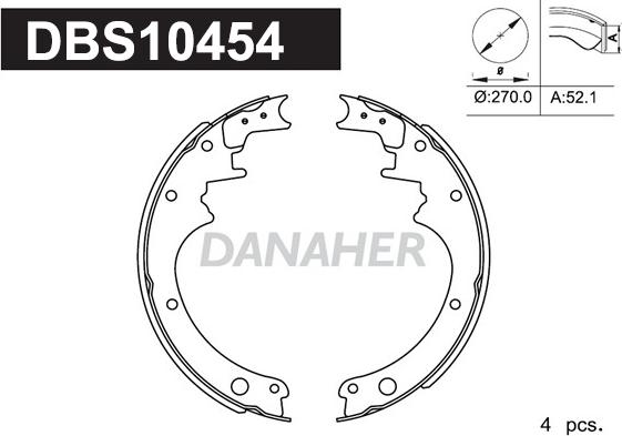 Danaher DBS10454 - Комплект гальм, барабанний механізм autocars.com.ua