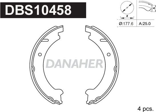 Danaher DBS10458 - Комплект гальм, ручник, парковка autocars.com.ua