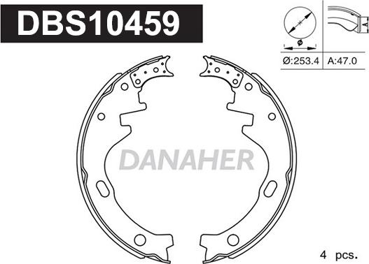 Danaher DBS10459 - Комплект гальм, барабанний механізм autocars.com.ua