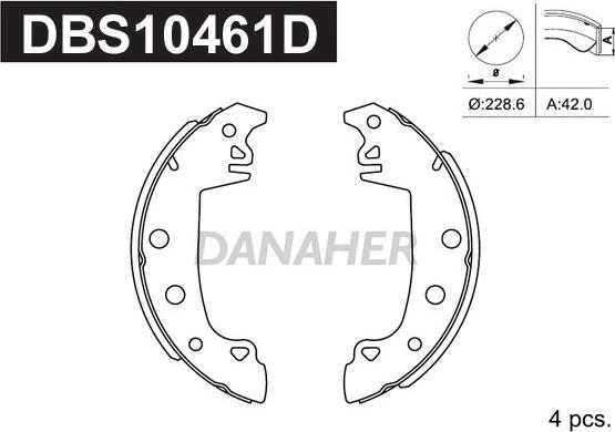 Danaher DBS10461D - Комплект тормозных колодок, барабанные autodnr.net