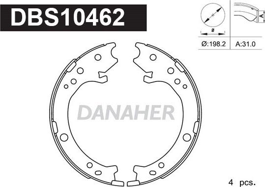 Danaher DBS10462 - Комплект гальм, ручник, парковка autocars.com.ua