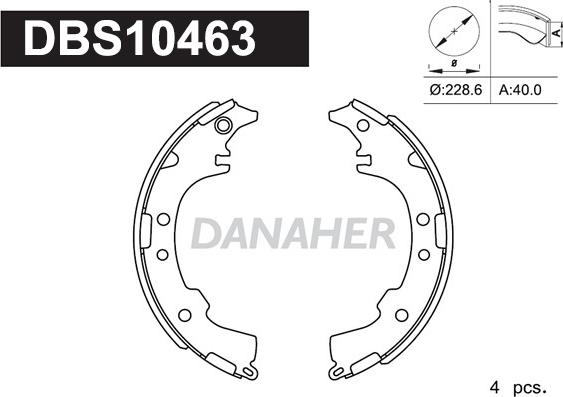 Danaher DBS10463 - Комплект гальм, барабанний механізм autocars.com.ua