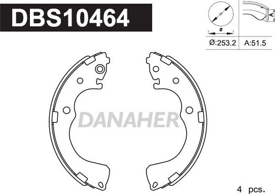 Danaher DBS10464 - Комплект гальм, барабанний механізм autocars.com.ua