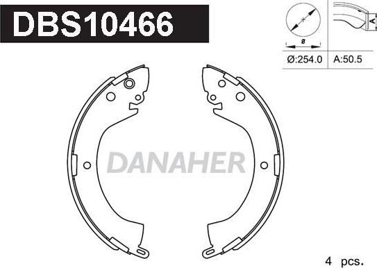 Danaher DBS10466 - Комплект тормозных колодок, барабанные autodnr.net