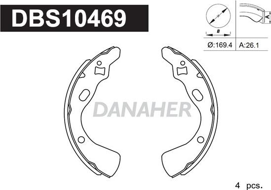 Danaher DBS10469 - Комплект тормозных колодок, барабанные autodnr.net