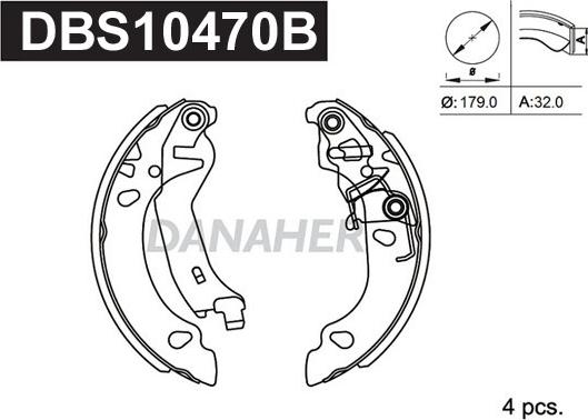 Danaher DBS10470B - Комплект гальм, барабанний механізм autocars.com.ua