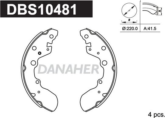 Danaher DBS10481 - Комплект гальм, барабанний механізм autocars.com.ua