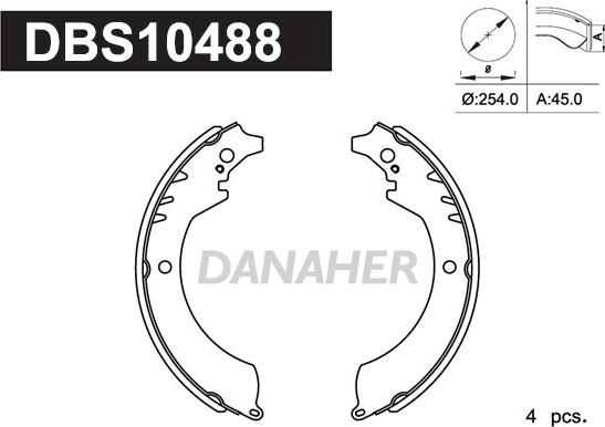 Danaher DBS10488 - Комплект гальм, барабанний механізм autocars.com.ua