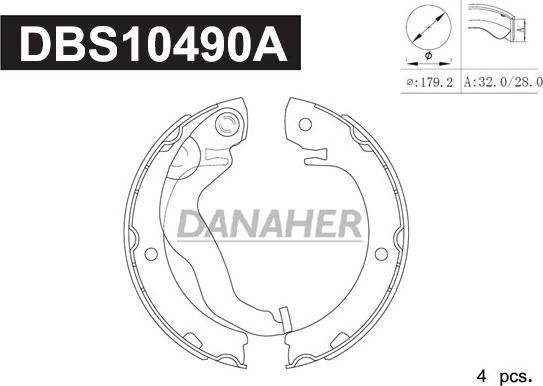 Danaher DBS10490A - Комплект гальм, ручник, парковка autocars.com.ua