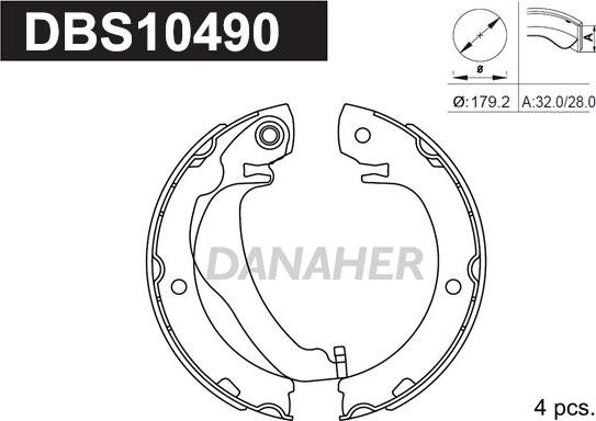 Danaher DBS10490 - Комплект гальм, ручник, парковка autocars.com.ua