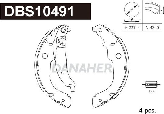 Danaher DBS10491 - Комплект гальм, барабанний механізм autocars.com.ua