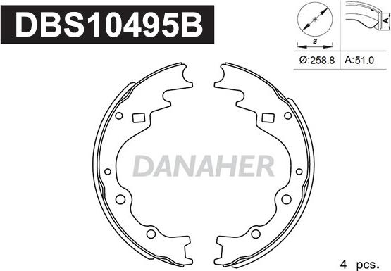 Danaher DBS10495B - Комплект гальм, барабанний механізм autocars.com.ua