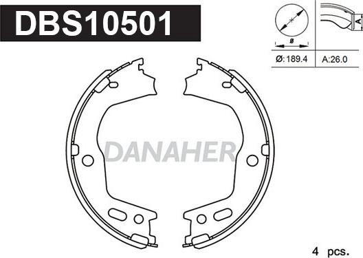 Danaher DBS10501 - Комплект гальм, ручник, парковка autocars.com.ua