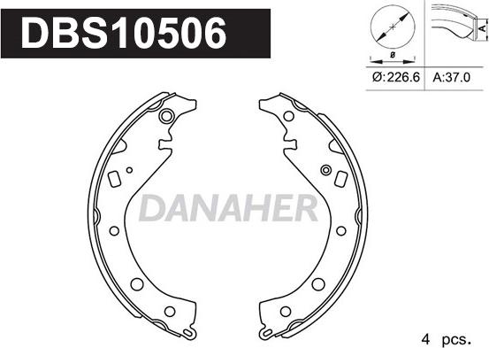 Danaher DBS10506 - Комплект гальм, барабанний механізм autocars.com.ua