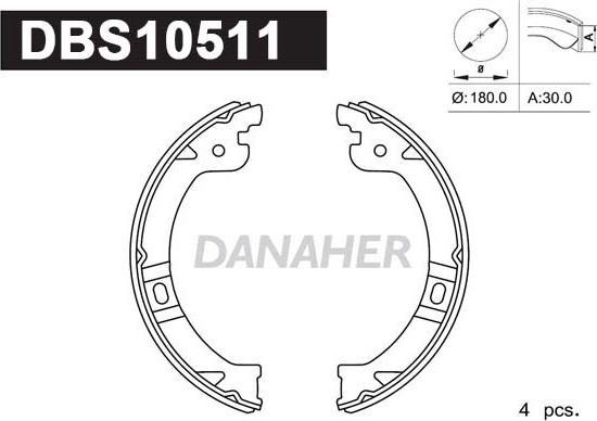 Danaher DBS10511 - Комплект гальм, ручник, парковка autocars.com.ua