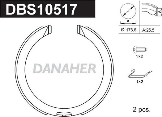 Danaher DBS10517 - Комплект гальм, ручник, парковка autocars.com.ua