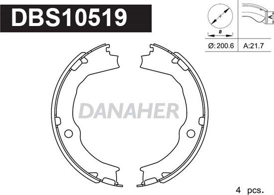 Danaher DBS10519 - Комплект гальм, ручник, парковка autocars.com.ua