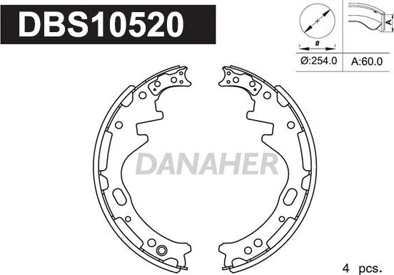 Danaher DBS10520 - Комплект гальм, барабанний механізм autocars.com.ua