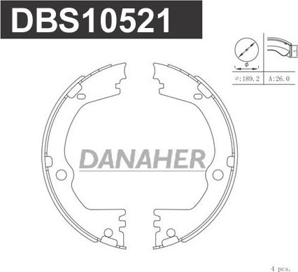 Danaher DBS10521 - Комплект гальм, ручник, парковка autocars.com.ua