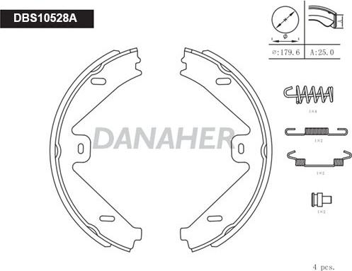 Danaher DBS10528A - Комплект гальм, ручник, парковка autocars.com.ua