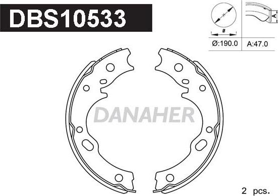 Danaher DBS10533 - Комплект гальм, ручник, парковка autocars.com.ua