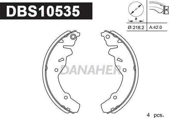 Danaher DBS10535 - Комплект тормозных колодок, барабанные autodnr.net