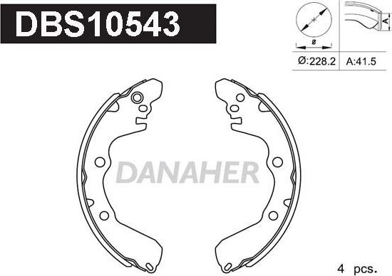 Danaher DBS10543 - Комплект тормозных колодок, барабанные autodnr.net