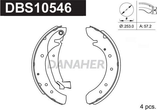 Danaher DBS10546 - Комплект гальм, барабанний механізм autocars.com.ua