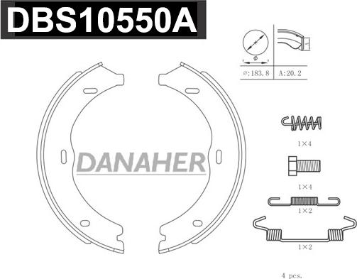 Danaher DBS10550A - Комплект тормозов, ручник, парковка autodnr.net