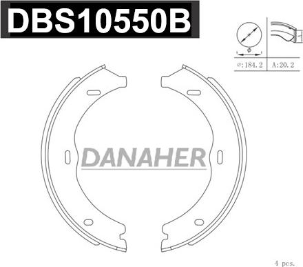 Danaher DBS10550B - Комплект тормозов, ручник, парковка autodnr.net