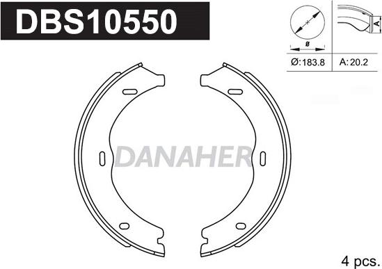 Danaher DBS10550 - Комплект тормозов, ручник, парковка autodnr.net