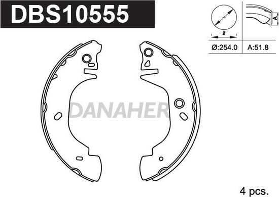 Danaher DBS10555 - Комплект тормозных колодок, барабанные autodnr.net