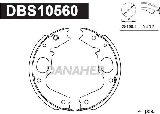 Danaher DBS10560 - Комплект тормозов, ручник, парковка autodnr.net