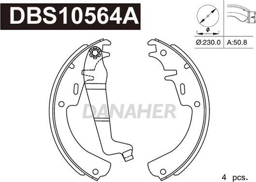 Danaher DBS10564A - Комплект гальм, барабанний механізм autocars.com.ua