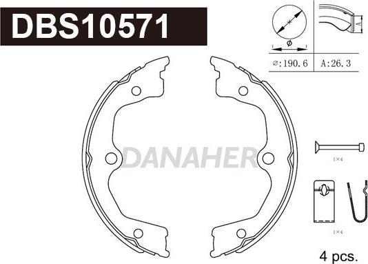 Danaher DBS10571 - Комплект тормозов, ручник, парковка autodnr.net