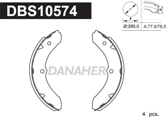 Danaher DBS10574 - Комплект гальм, барабанний механізм autocars.com.ua