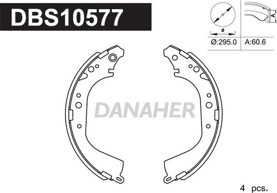 Danaher DBS10577 - Комплект гальм, барабанний механізм autocars.com.ua