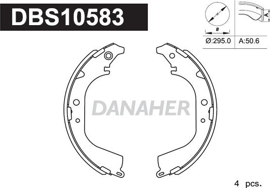 Danaher DBS10583 - Комплект гальм, барабанний механізм autocars.com.ua