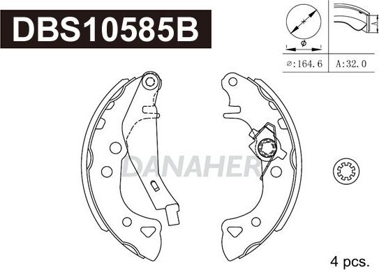 Danaher DBS10585B - Комплект гальм, барабанний механізм autocars.com.ua