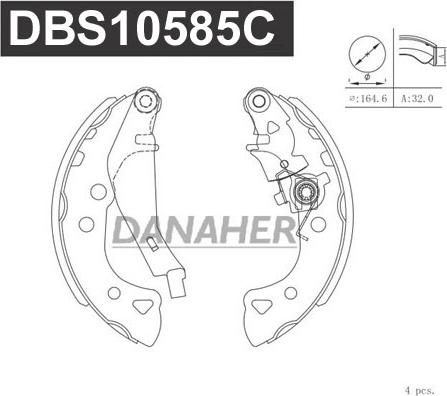 Danaher DBS10585C - Комплект гальм, барабанний механізм autocars.com.ua