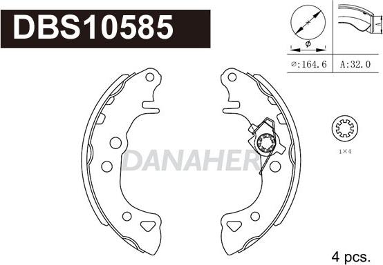 Danaher DBS10585 - Комплект гальм, барабанний механізм autocars.com.ua