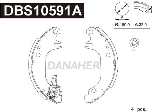 Danaher DBS10591A - Комплект гальм, барабанний механізм autocars.com.ua